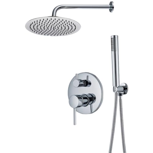 Système de douche cachée 10 pouces à jet pluie et mitigeur rotatif