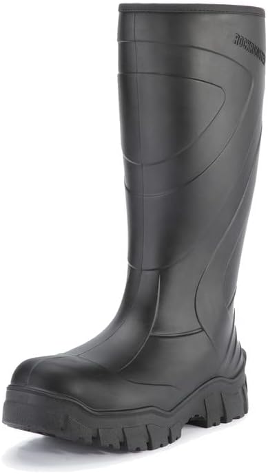 ROCKROOSTER Wellingtons WS701 - Botas de lluvia impermeables de poliuretano de 15 pulgadas para hombre, antideslizantes, antifatiga, cómodas, con