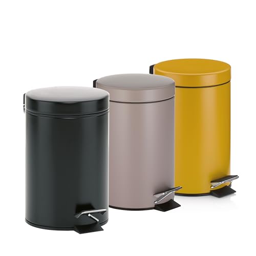 kela Kosmetikeimer braun 3l, Metall Tretmülleimer Badezimmer, Badmülleimer mit Inneneimer und Tragehenkel, MONACO, cashmerebraun matt