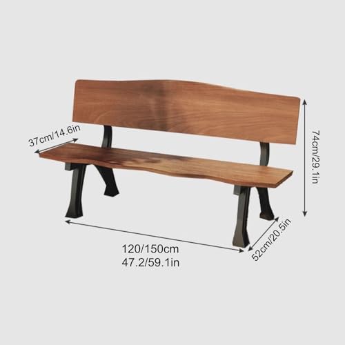 Commercial Grade Heavy Duty Outdoor Garden Bench - Farmhouse Style Park Bench for Patio & Porch - Durable Brown Log Design (150x52x74cm)