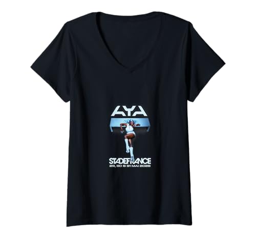 Femme Aya Nakamura Merch Officiel Tournée Stade de France 2026 T-Shirt avec Col en V
