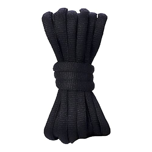 Image of Danraw Stores [PAIR] Oval Round Shoe laces, 6mmx140cm, Soft Trainer Lace, Sneaker Lace, Polyester Knit, Sports, Casual, Hiking, Mountaineering, Walking, Running (Black)