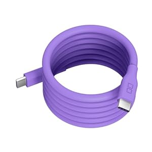 CIO 柔らかいスパイラルシリコンケーブル CtoC (Type-C/USB-C) 急速充電 磁石 マグネット吸着 充電ケーブル PD 240W データ転送 480Mbps 形状記憶 絡まりにくい iPhone 17 / 16 / 15 / Macbook Pro/Air/iPad/ノートパソコン Galaxy Google Pixel Android (アンドロイド) (パープル, 1m)