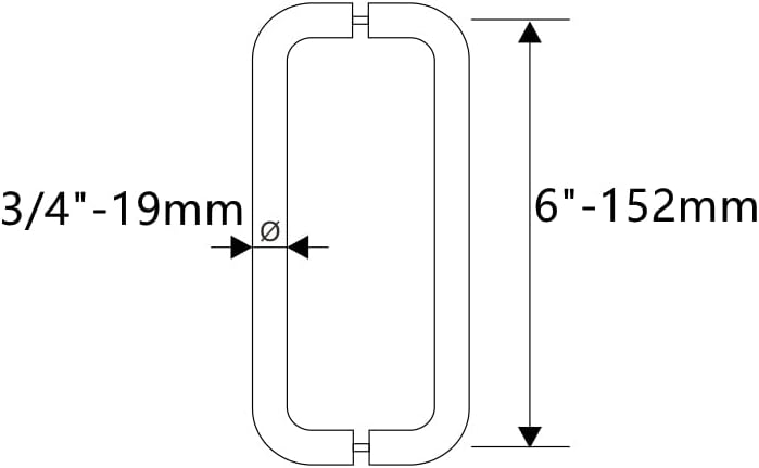 Miniatura 3 de Ranbo Manija tubular de puerta de ducha trasera con espalda negra mate de 6 pulgadas (CTC), manijas de 34 pulgadas de diámetro con arandelas de