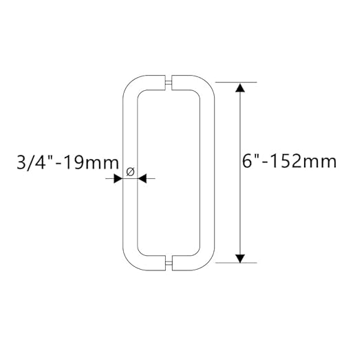 Ranbo Hardware 6" Back To Back Commercial Grade-304 Stainless Steel Push Pull Door Handle Compatible With 1/4" To 1/2" Thickness Glass Door For Frameless Shower Doors.polished Chrome Finish #TOP1
