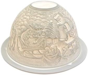 Santa and Sleigh, LED Light, Porcelain, 4.75-inch Width x 3-inch Height, Home Decor