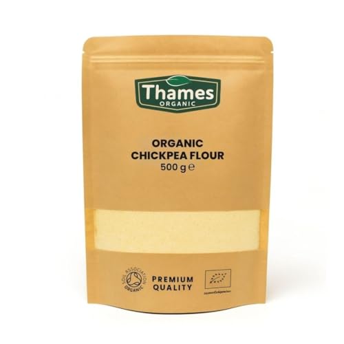 Organic Chickpea Gram Flour 500g Vegan Non-GMO & High Protein Resealable Bag for Pancakes Breads & Cooking by Thames Organic