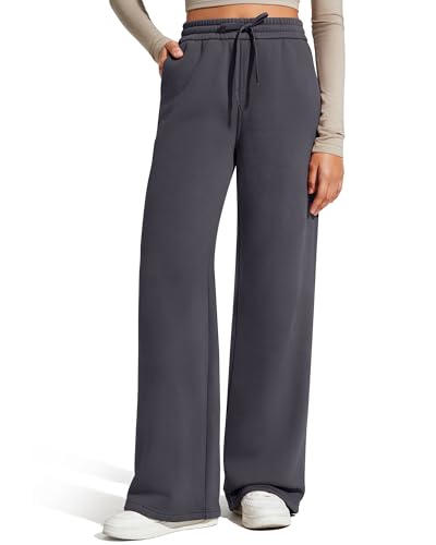 G4Free Flurrylux Fleece Lined Sweatpants Women Cotton Wide Leg Pants with Pockets Lounge Casual