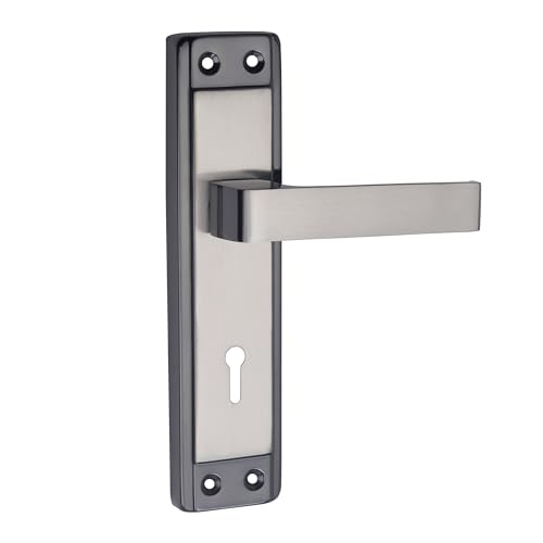 Image of Milton Iron Mortise Lock Set with Lock Handle, K-115 Finish, Black.Silver