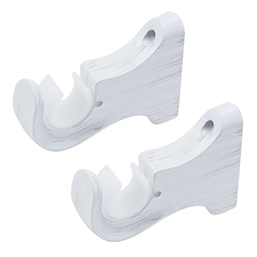 T Tulead Wood Curtain Rod Brackets White Support Bracket Wooden Single Bracket Drapery Rod Holder 2PCS with Screws