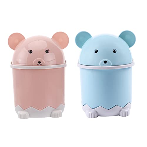 ULTECHNOVO 2 piezas Bote de Basura de Escritorio Papelera Mini con Tapa Contenedores de Almacenamiento para Oficina Cocina y Baño Diseño Abatible y de Limpiar Aislante de Olores para Mesas y