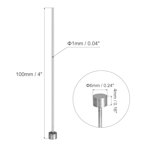 QUARKZMAN 5 Stück Gerade Auswerferstifte Tip Punch, 1mm(0,04) Durchmesser Werkzeug Auswerferstifte, SKD61 Runde Spitze, 100mm(4) Lang Kunststoffteile Auswerfer für Mechanische Wartung