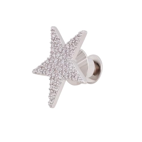Image of Shining Cubic Zircon Star Brooch Pins Elegant Clear Crystal Flower Lapel Pin Breastpin Badges for Women Men