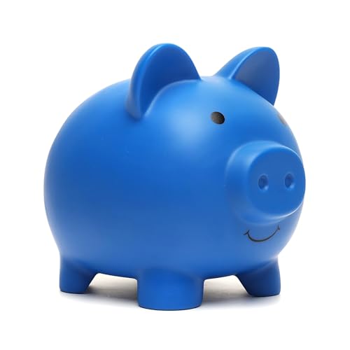 Piggy Bank, Coin Bank for Boys and Girls, Children's Plastic Shatterproof Money Bank(Dark Blue, Medium)