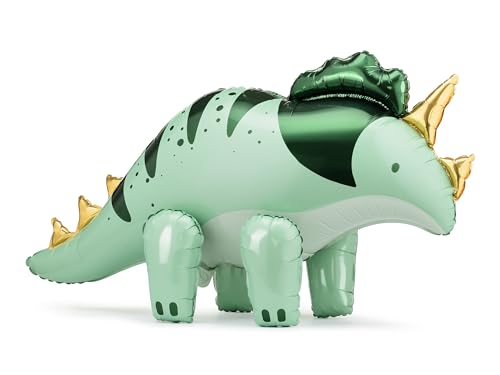 Folienballon Dinosaurier Triceratops 93x49cm - XXL Ballon für Helium oder Luft - Luftballon für Dinoparty Kindergeburtstag - Dino Folienluftballon als Geburtstagsdeko Partydeko - Grün