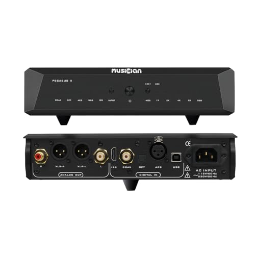 Musician Pegasus II R2R DAC DSD1024/1536kHz ALTERA Chip STM32F446 Home Audio DAC USB/Opt/Coax/AES/IIS Input RCA/XLR Output HiFi DAC Desktop Decoder (Black)