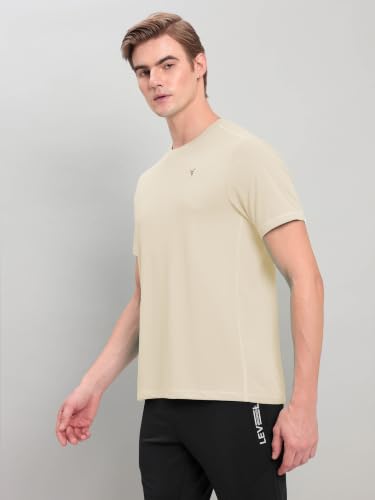 Image of TECHNOSPORT Men's Slim Fit Polyester Activewear Sports T-Shirt with Moisture-Wicking Comfort for Workout, Running & Gym