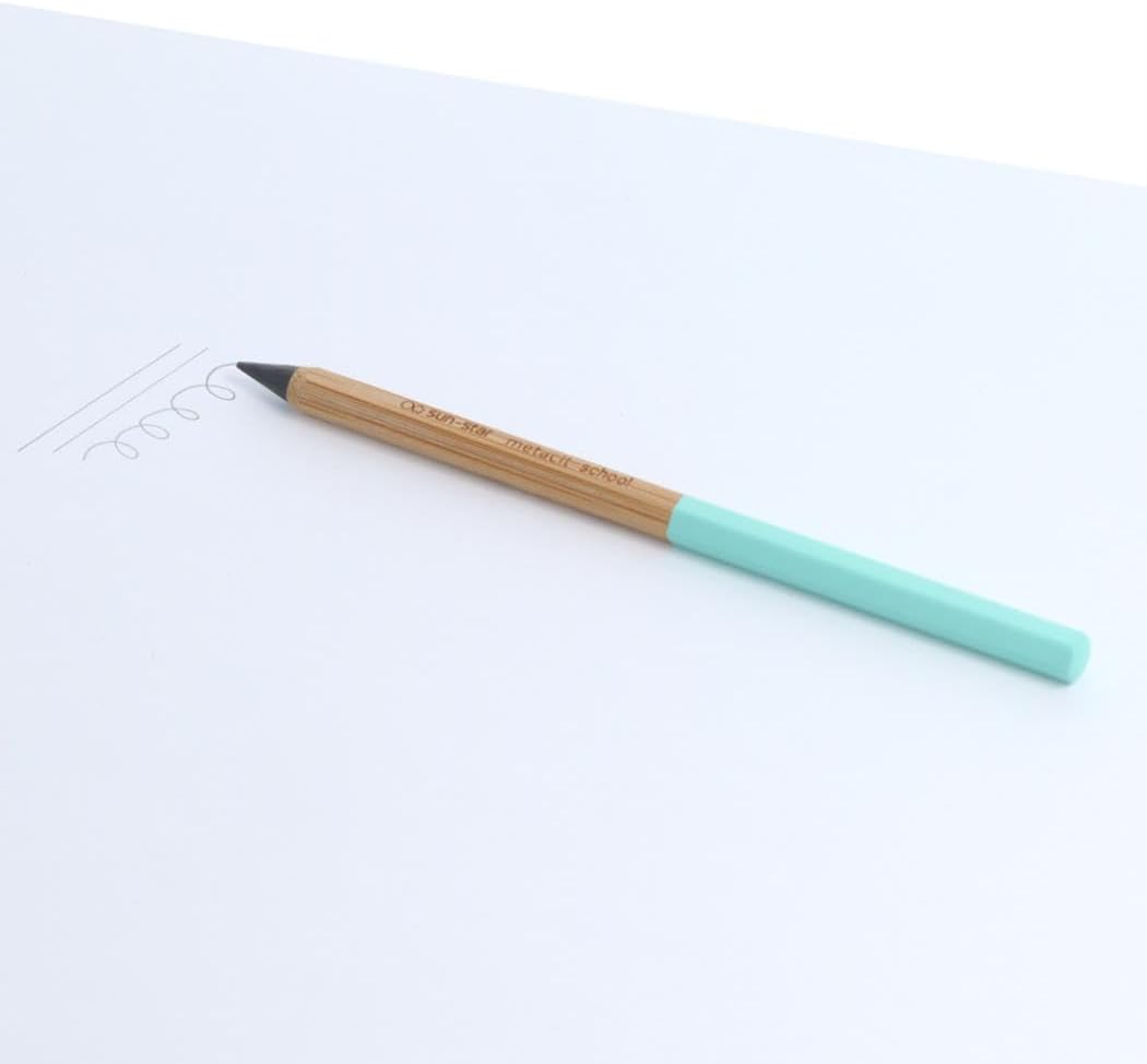 SUN-STAR metacil Bamboo Barrel Everlasting Metal Pencil, Inkless & Infinity, F Black Lead -Navy Blue (Authentic Hologram for US and EU Only)