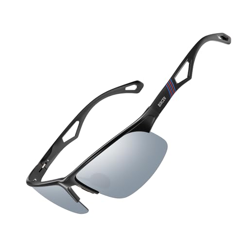 Image of BIRCEN Polarized Anti-Glare Sunglasses for Men: Lightweight Metal Wrap around Sun Glasses UV Protection for Driving Fishing