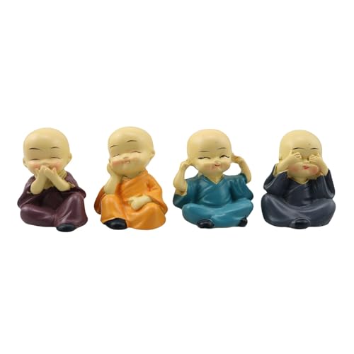 4 Figuras Mini Buda Kung Fu de Resina 1.57x1.5x1.89 in