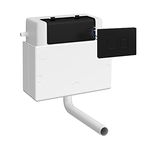 nuie XTY011M02 Ceramics Accessories Pneumatic Dual Flush Universal Access Concealed Cistern and Push Button Plate, 296mm, Matt Black