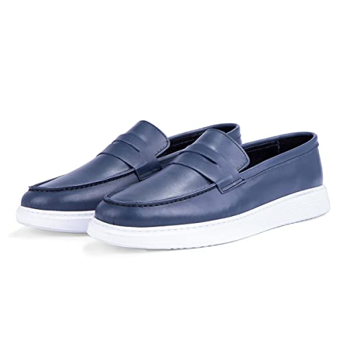 Ducavelli Trim Genuine Leather Men's Casual Shoes Loafer Shoes (Navy Blue, us_Footwear_Size_System, Adult, Men, Numeric, Medium, Numeric_8)