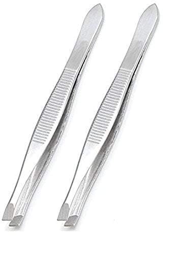 advancedestore Flat Tip Metal Tweezer and Plucker For Upper Lip, Eyebrows and Blackhead, Silver (PACK OF 2)-image-44