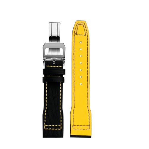 Genérico Correa de reloj con parte inferior cuero lona nailon tela 20 mm y 21 compatible correa portuguesa IWC Aviator Mark 18 Pilot Little Prince(Black,20mm)