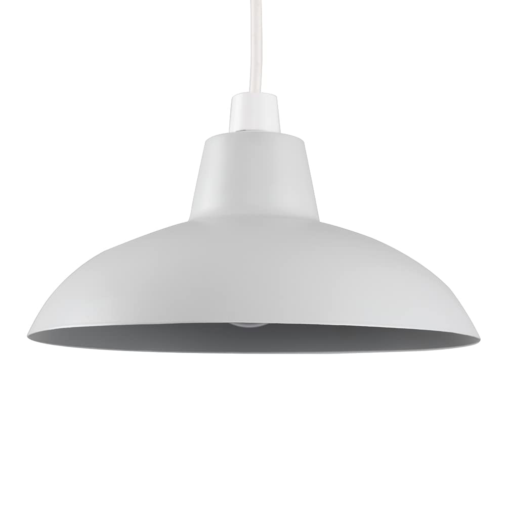 Minisun Grey | Retro Style Metal Ceiling Light Shade | Pendant Lights, Home Décor & Improvement Essential | Includes 10W Led Bulb [3000K Warm White] | 28.8Cm Shade Width