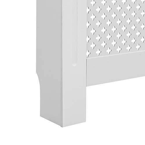 INLIFE Radiator Cover MDF with Matt Finished Slatted Design Heating Cabinet Smooth Top for Living Room Bedroom Furniture Decor 59.8\"x7.5\"x32.1\" Grid - Thumbnail 6