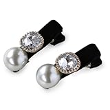 [ジュエルボックス] JewelVOX ヘアクリップ ヘアアクセサリー レディース パール 2本セット 小さめ ベロア風 おしゃれ (【A】)