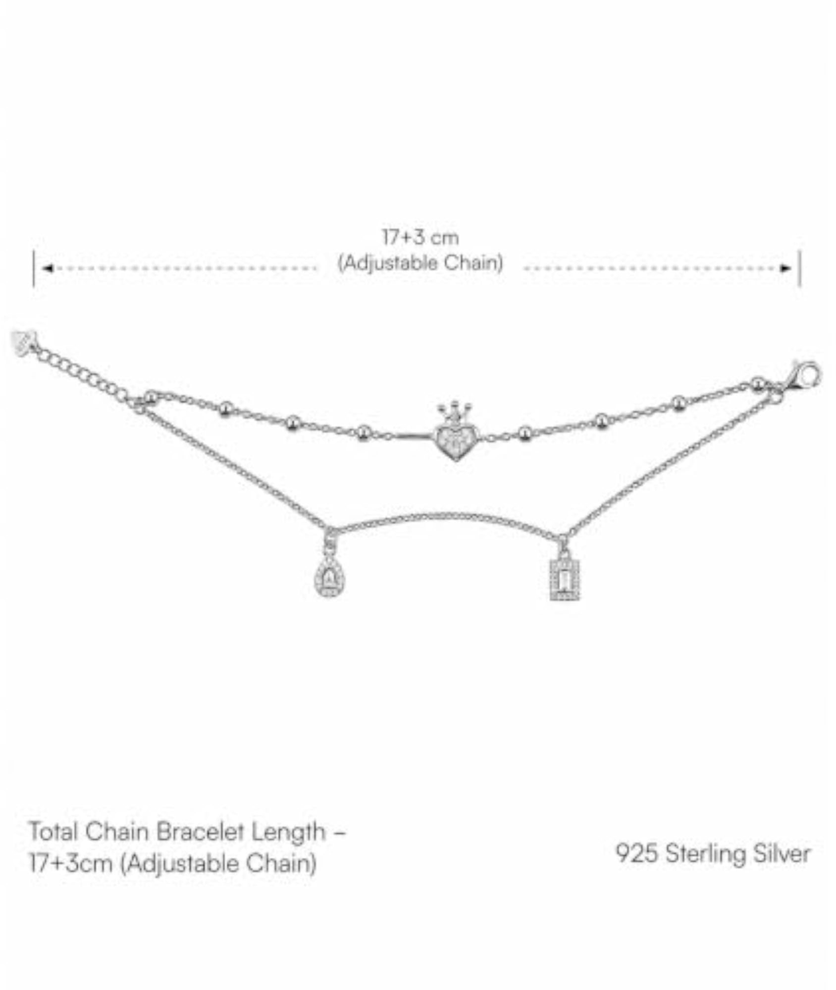 925 Sterling Silver Double Layer Charm Bracelet, Elegant Gift