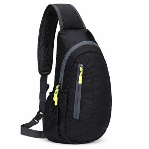Mochila Transversal Crossbody Antifurto Compacta em Nylon – Mochila Peitoral Unissex Leve, Repelente à Água, Ideal para Viagem, Academia, Ciclismo e Uso Diário