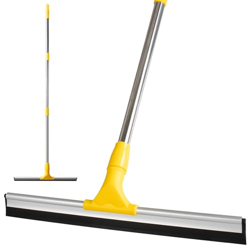 17.2'Professional Floor Scrubber Shower Squeegee,Rubber Silicone Broom with Long Stainless Steel Handle for Kitchen, Swimming Pool, Concrete Floors,Shower Tiles,Garages,Windows,Glass,Pet Hair Removal