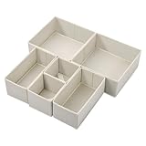 Sagreeny 6 Pack Drawer Organizers for Clothing, Dresser Drawer Organizer Clothes, Fabric Foldable Closet Organizers and Storage Basket Bins for Clothes, Underwear, Bras, Socks (Light Grey)