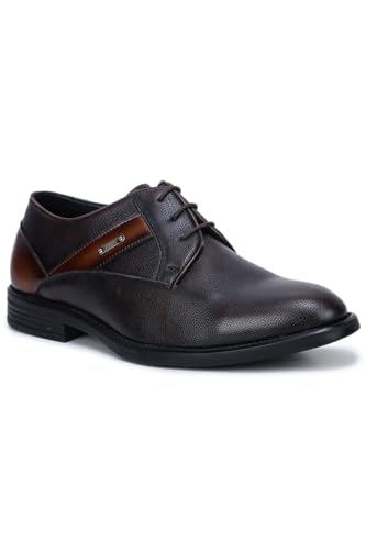 Image of OCIO Shoes Casual Derby Shoes for Men O4326 - Stylish Lace-Up Synthetic Leather Shoes with TPR Sole