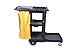 Restaurantware-RW Clean 44.3 x 20.1 x 37.8 Cleaning Cart, 1 Heavy-Duty Janitorial Cart - With 3 Shelves, 20-Gallon Nylon Bag, Plastic Housekeeping Cart, Wheeled, For Commercial Use