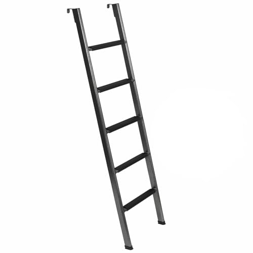Image of Anti-Slip RV Bunk Ladder, 72in Integrated Heavy Duty Steel, Black | Camper Bunk Bed Ladder with Anti-Slip Rubber Foot Pads and Hooks