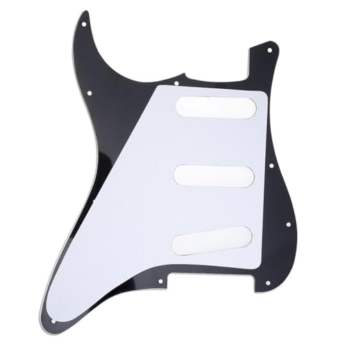 Image of Musiclily SSS 11 Hole Strat Guitar Pickguard for Fender USA /Mexican Made Standard Stratocaster Modern Style, 4Ply Black Pearl