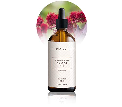 100% reines Bio Rizinusöl von Dan-Dur, BIO, Kaltgepresst, Extra Virgin, Haar- und Augenbrauenwuchs, Quelle für Vitamin E, Omega 6, Omega 9 Fettsäuren (100ml)
