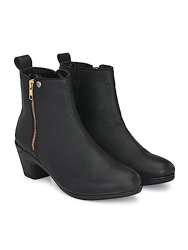 Image of EL PASO Women's Black Faux Leather Rugged Casual Boot-5