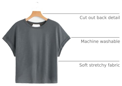 Image of SOLY HUX Women Open Back Tops Workout Backless Tee Casual Athletic Shirts Short Sleeve Oversized Gym T Shirt