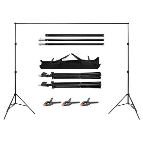 KingSaid 2x2 m Support de Fond Réglable, Professional pour Fond Studio Photo, Solide et Portable, Sac de Transport Inclus, Convient pour Photographie,...
