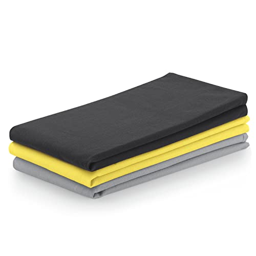 AmeliaHome 3er Set Geschirrtücher Baumwolle Küchentücher 50x70 cm Glatt Letty Anthrazit Grau