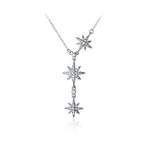 SLUYNZ CZ Star Y Necklace for Women Teen Girls 925 Sterling Silver Star Choker Necklace Chain Pendant Necklace