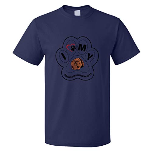 Custom Funny Graphic T Shirts for Men I Paw My German Longhaired Pointer Dog Cotton Top Navy Design Only 3X Large