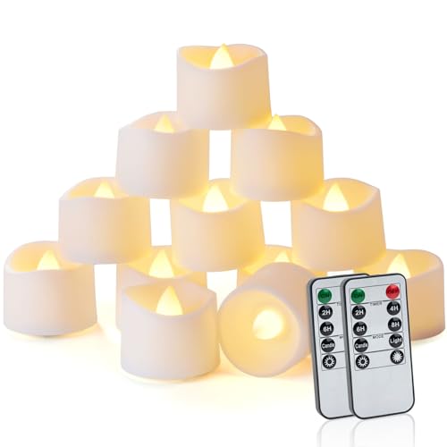 Homemory 24pcs Remote Timer LED Tea Lights Candles 400+Hours Flickering Flameless Battery Operated Votive Candles for Tabletop Lighting Centerpieces Decor Holiday Decor