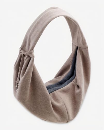 HUNTER Tragebeutel LOS ANGELES, für Welpen, kleine Hunde & Katzen bis 8 kg, ergonomische Form, mit Karabiner, weiches Baumwoll-Polyester-Gewebe, waschbar, Farbe: taupe/grau, Größe: 60 x 30 cm