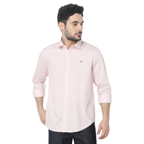 Image of Spykar Men's Relaxed Fit N /A Half Sleeve Striped Casual Shirts