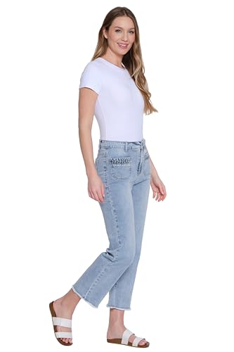 Tru Luxe Jeans Women's Wide Leg Crop Jean with Pleated Pocket Detail2